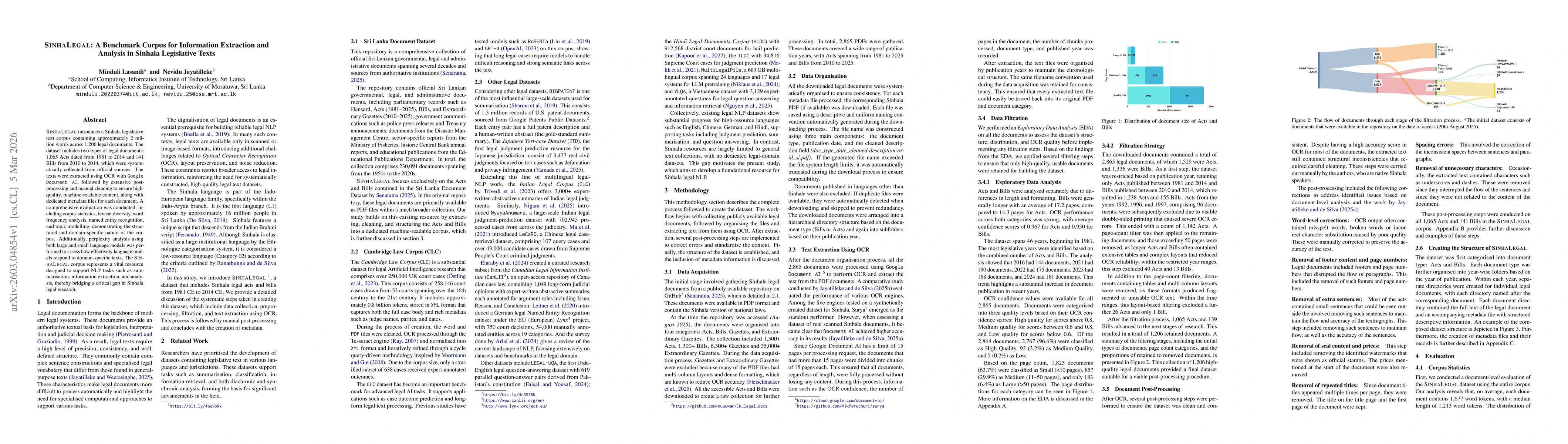 Thumbnail for SinhaLegal: A Benchmark Corpus for Information Extraction and Analysis in Sinhala Legislative Texts