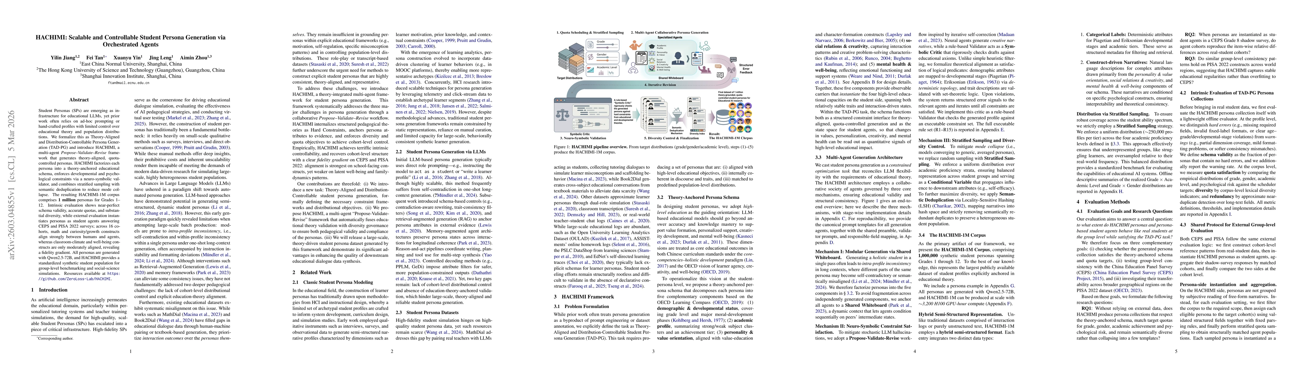 Thumbnail for HACHIMI: Scalable and Controllable Student Persona Generation via Orchestrated Agents