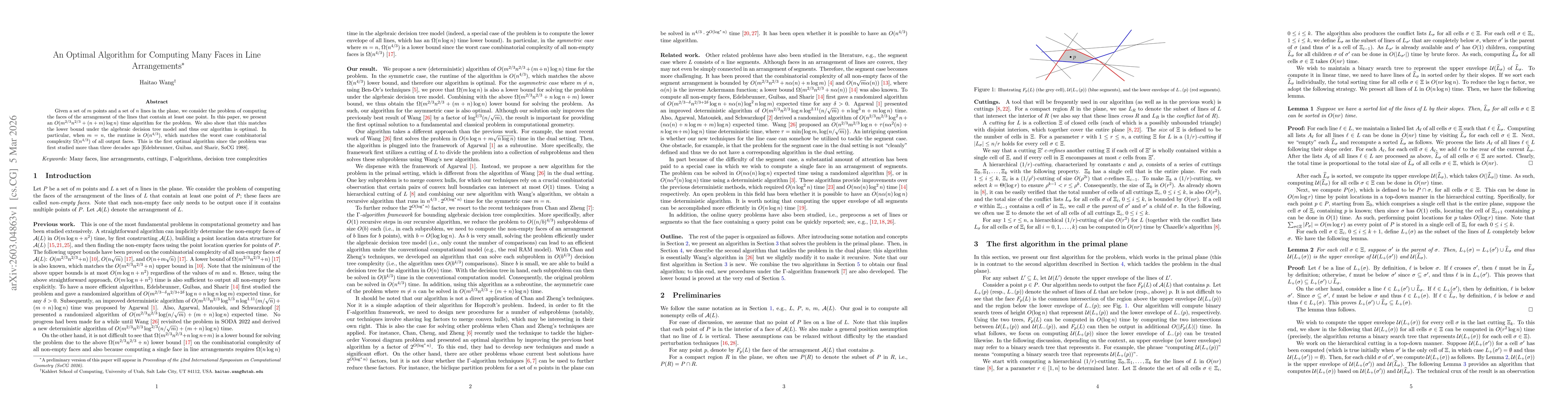 Thumbnail for An Optimal Algorithm for Computing Many Faces in Line Arrangements