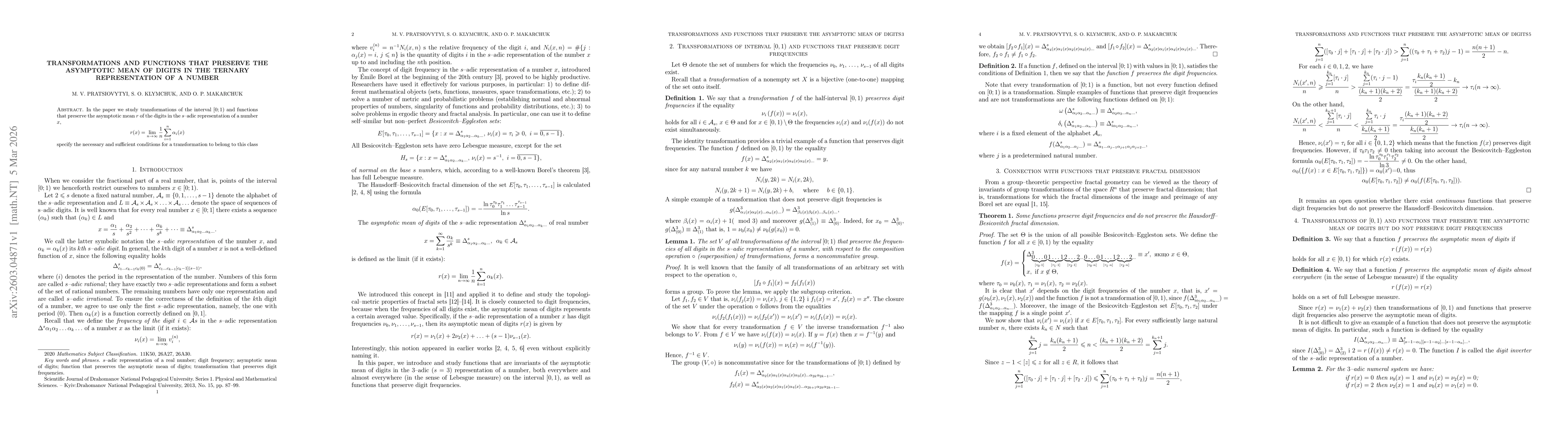 Thumbnail for Transformations and functions that preserve the asymptotic mean of digits in the ternary representation of a number