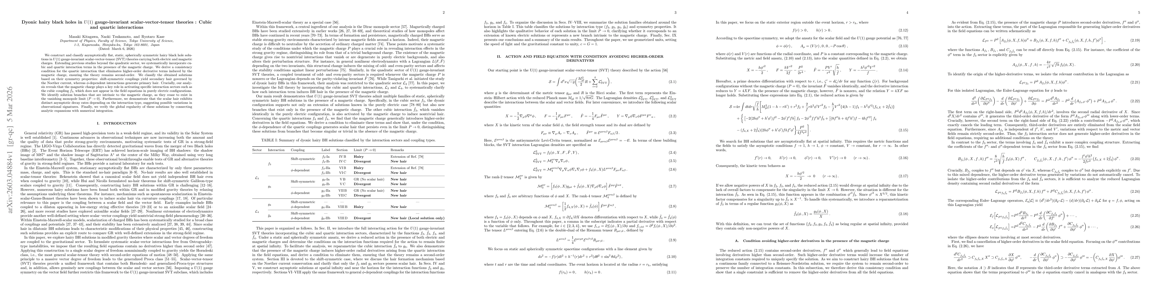 Thumbnail for Dyonic hairy black holes in $U(1)$ gauge-invariant scalar-vector-tensor theories: Cubic and quartic interactions