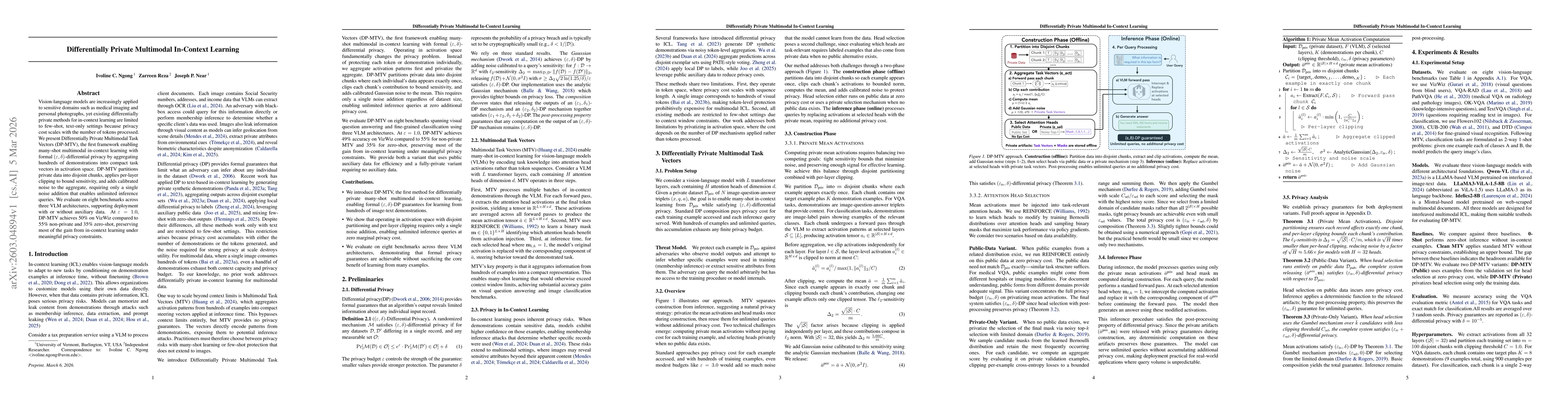 Thumbnail for Differentially Private Multimodal In-Context Learning