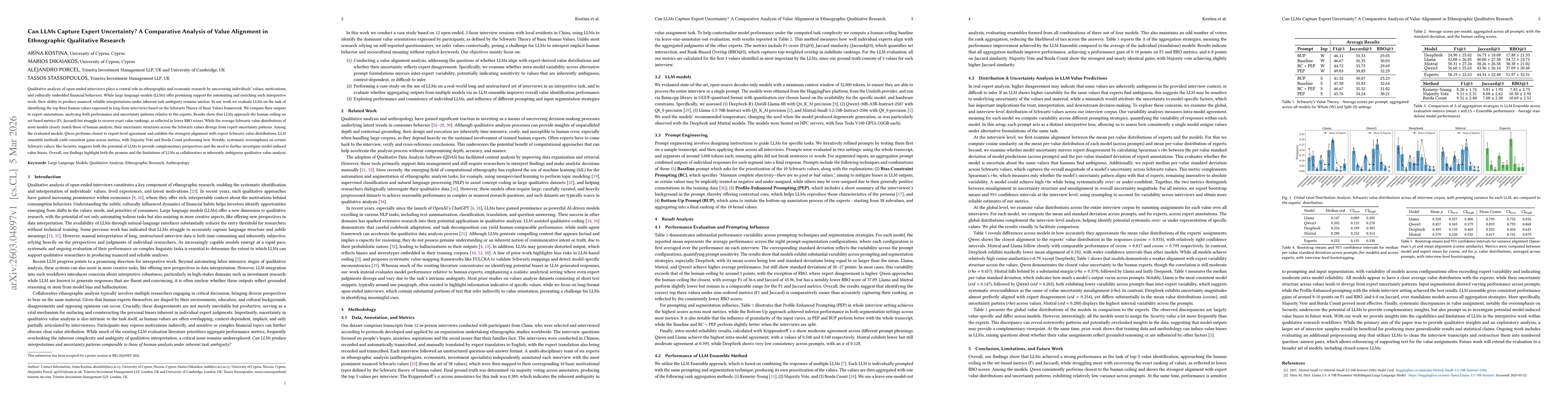 Thumbnail for Can LLMs Capture Expert Uncertainty? A Comparative Analysis of Value Alignment in Ethnographic Qualitative Research