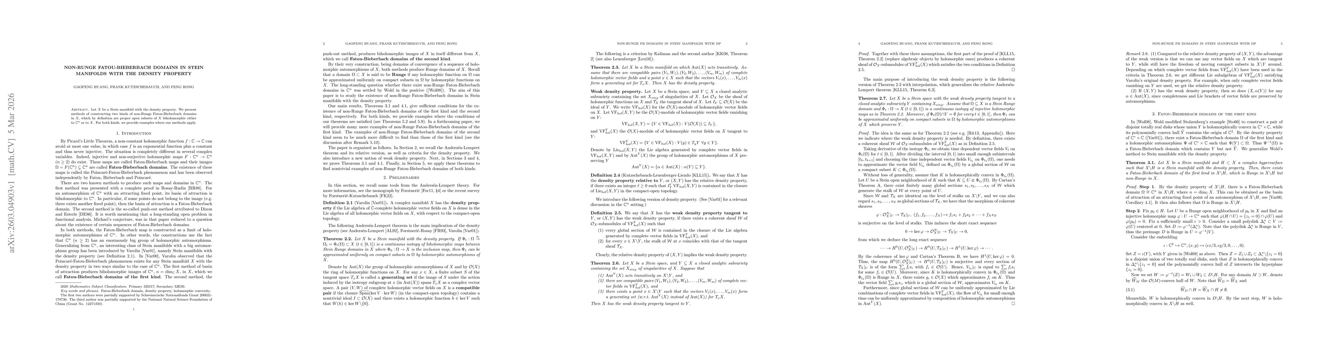 Thumbnail for Non-Runge Fatou-Bieberbach Domains in Stein Manifolds with the Density Property