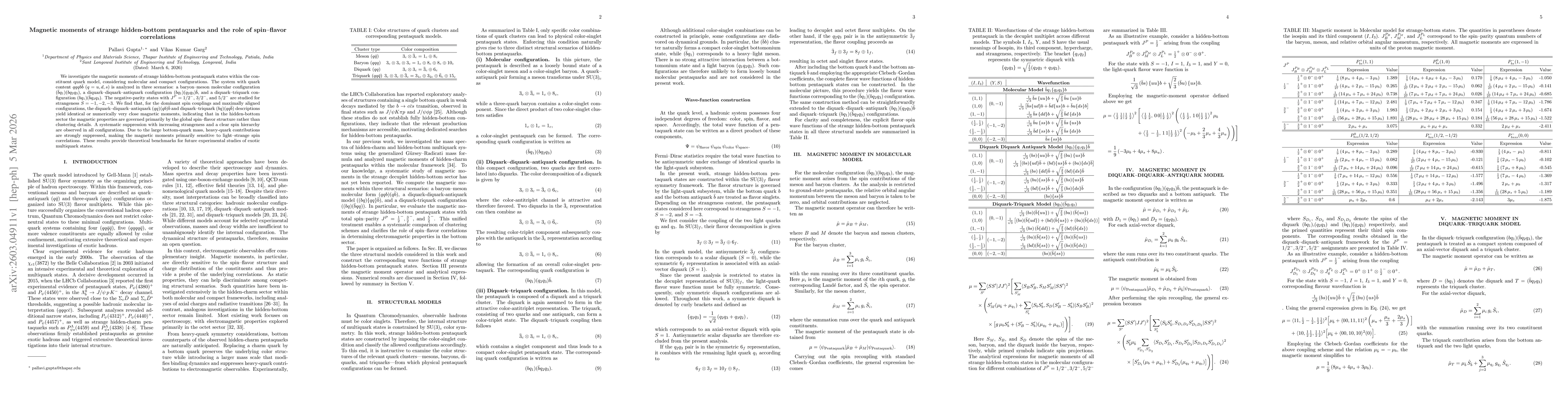 Thumbnail for Magnetic moments of strange hidden-bottom pentaquarks and the role of spin flavor correlations
