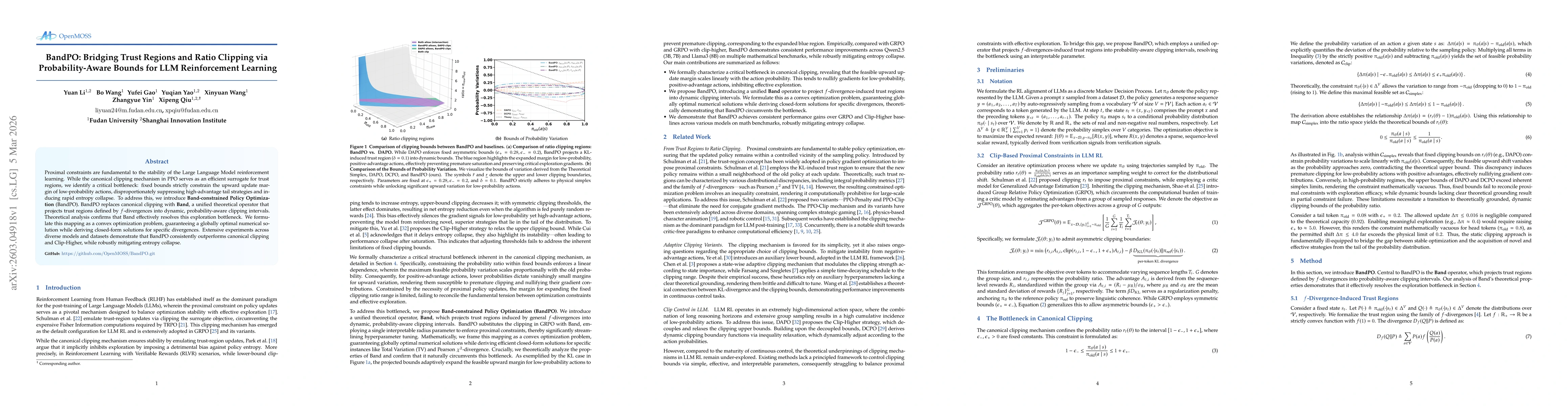 Thumbnail for BandPO: Bridging Trust Regions and Ratio Clipping via Probability-Aware Bounds for LLM Reinforcement Learning