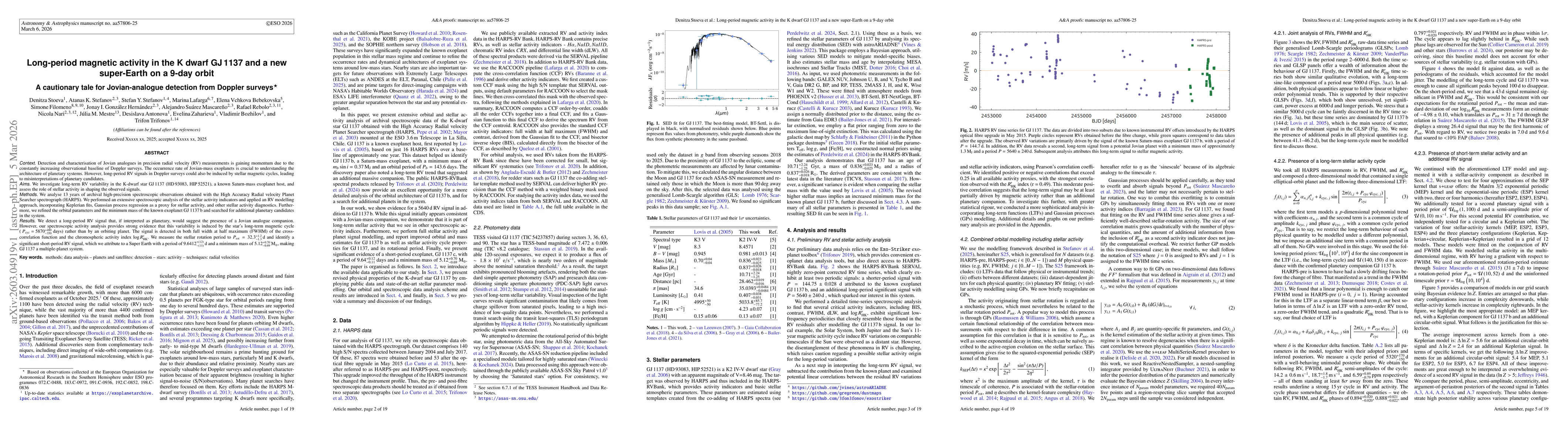 Thumbnail for Long-period magnetic activity in the K dwarf GJ 1137 and a new super-Earth on a 9-day orbit