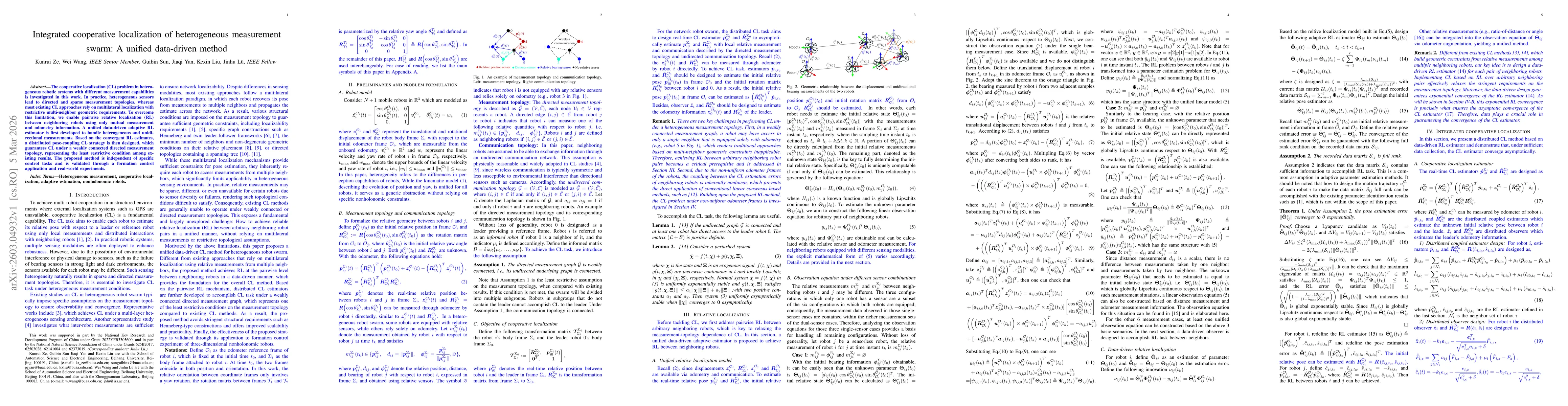 Thumbnail for Integrated cooperative localization of heterogeneous measurement swarm: A unified data-driven method
