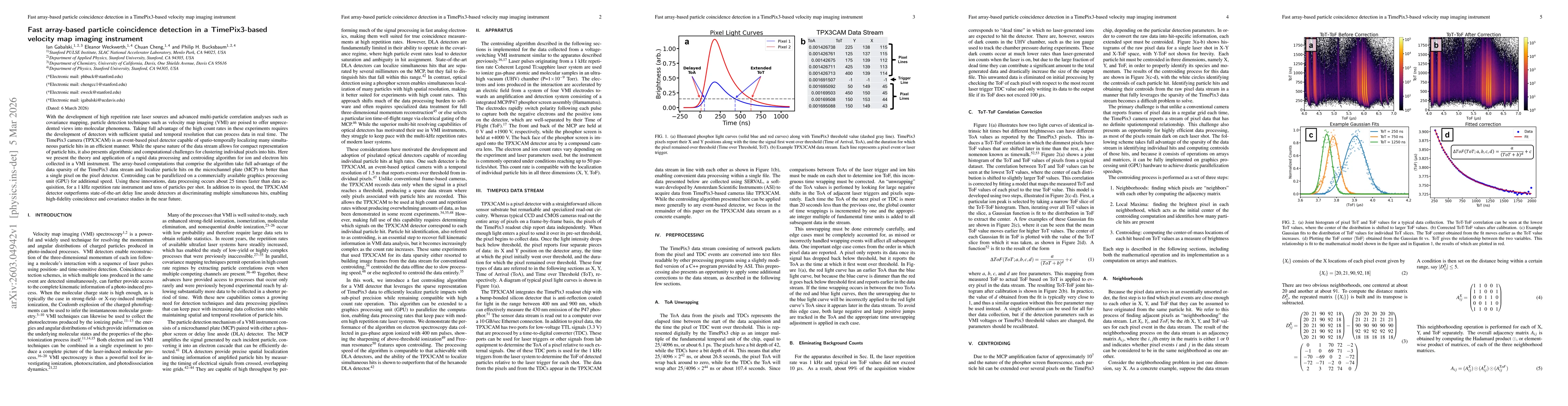 Thumbnail for Fast array-based particle coincidence detection in a TimePix3-based velocity map imaging instrument