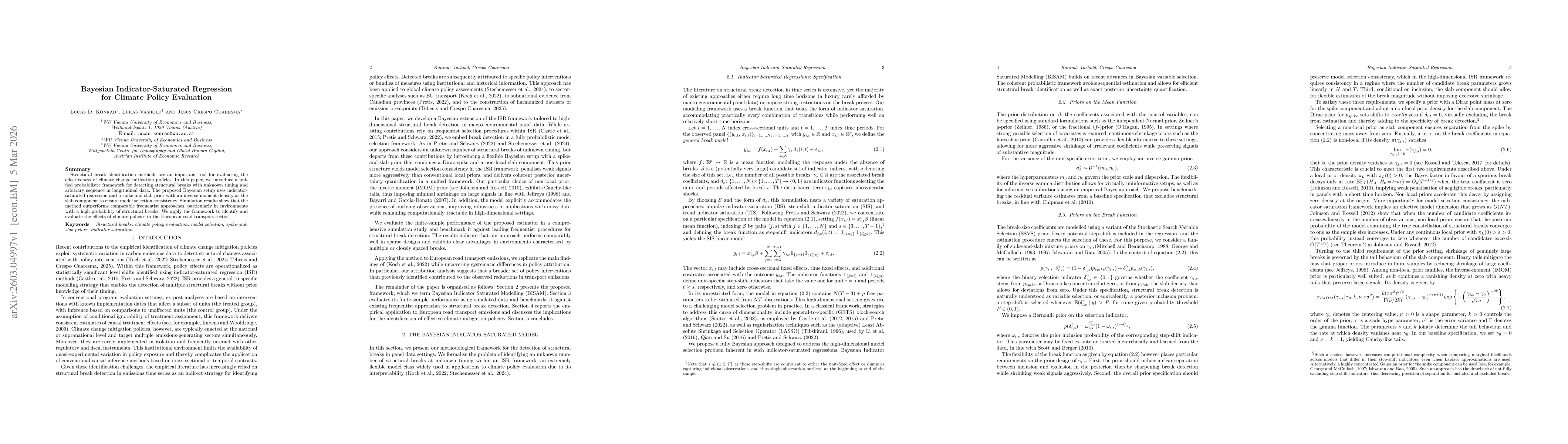 Thumbnail for Bayesian Indicator-Saturated Regression for Climate Policy Evaluation