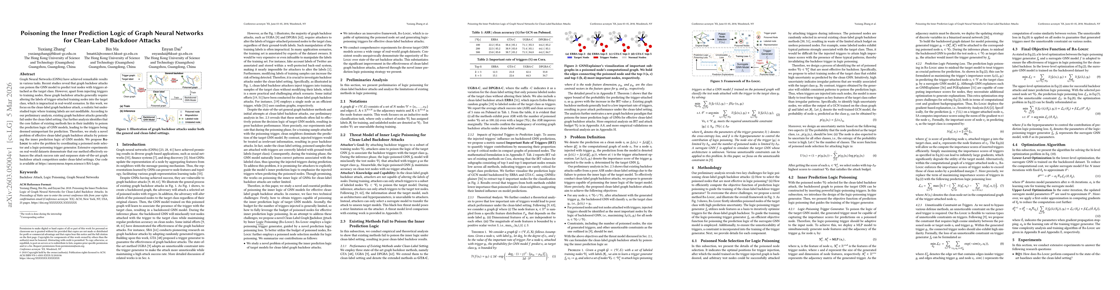 Thumbnail for Poisoning the Inner Prediction Logic of Graph Neural Networks for Clean-Label Backdoor Attacks