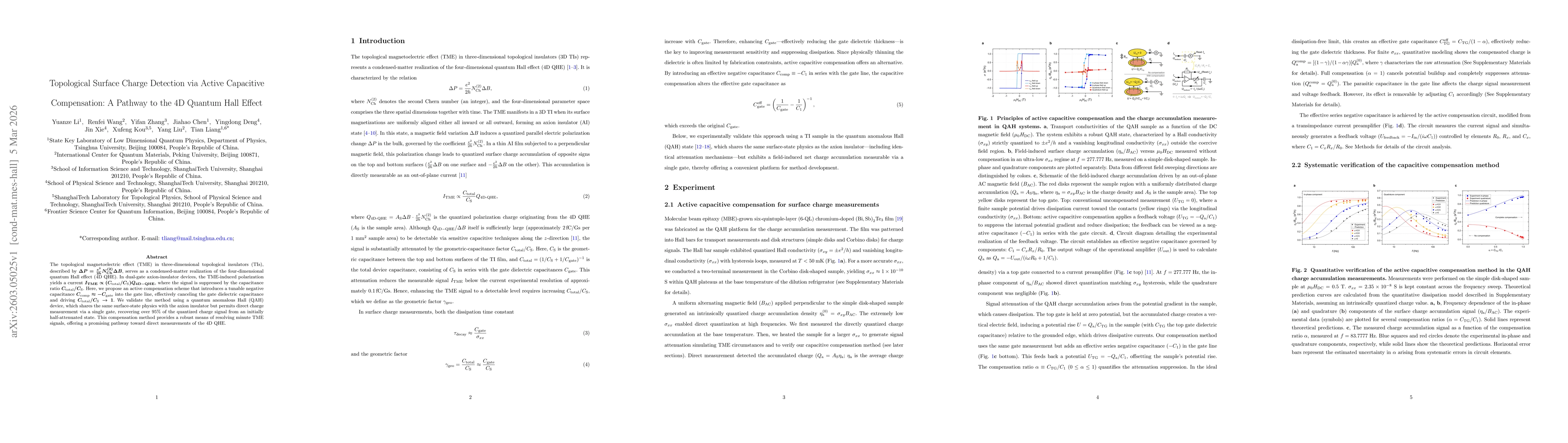 Thumbnail for Topological Surface Charge Detection via Active Capacitive Compensation: A Pathway to the 4D Quantum Hall Effect