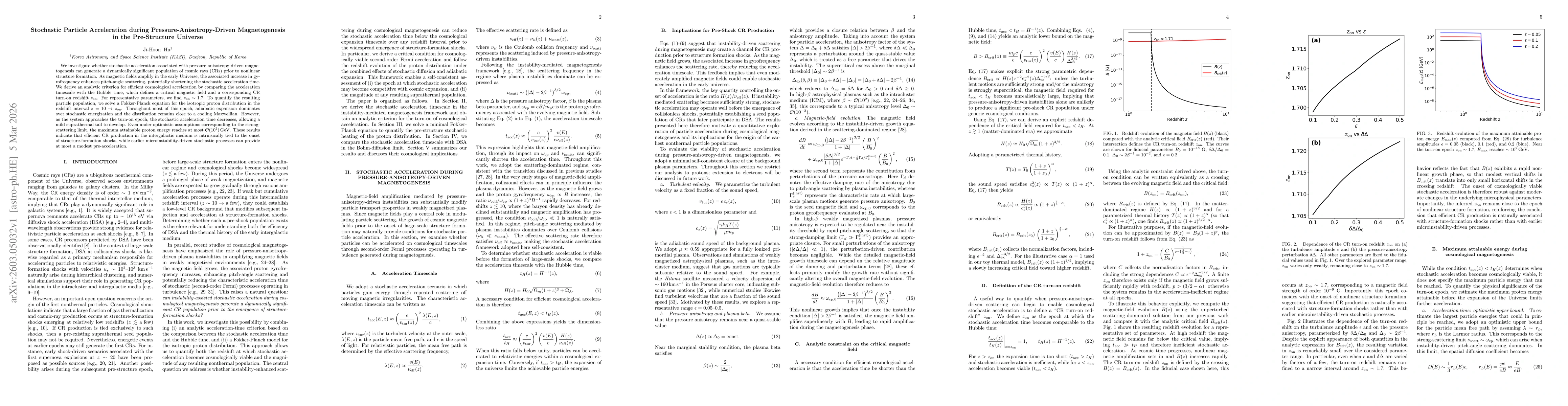 Thumbnail for Stochastic Particle Acceleration during Pressure-Anisotropy-Driven Magnetogenesis in the Pre-Structure Universe