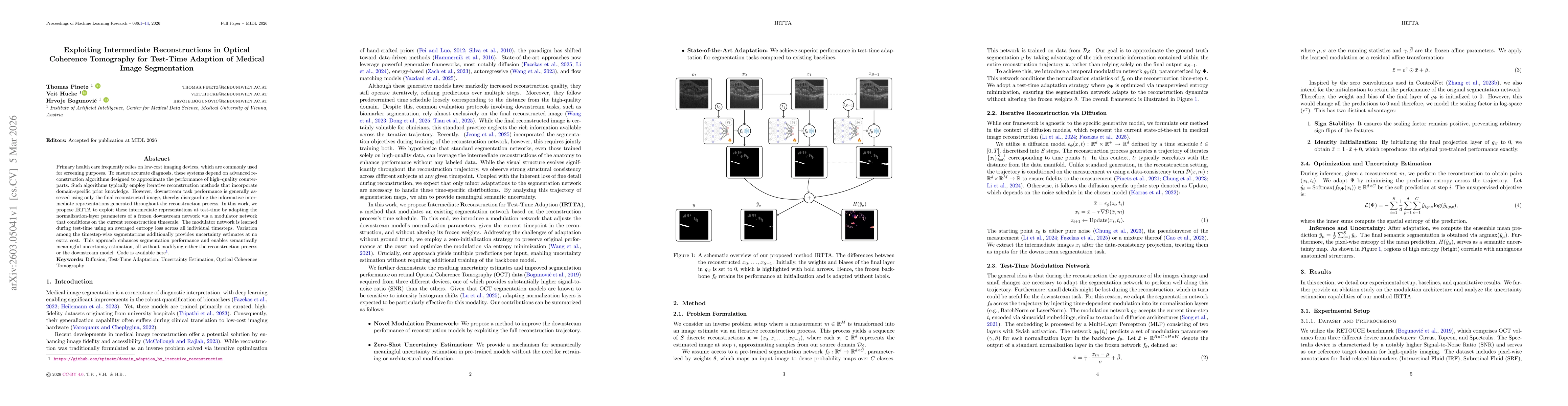 Thumbnail for Exploiting Intermediate Reconstructions in Optical Coherence Tomography for Test-Time Adaption of Medical Image Segmentation