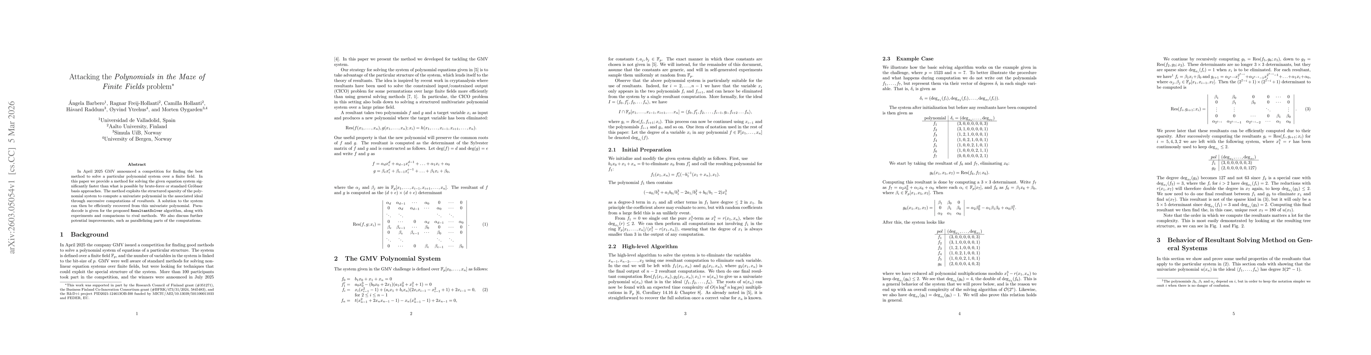 Thumbnail for Attacking the Polynomials in the Maze of Finite Fields problem