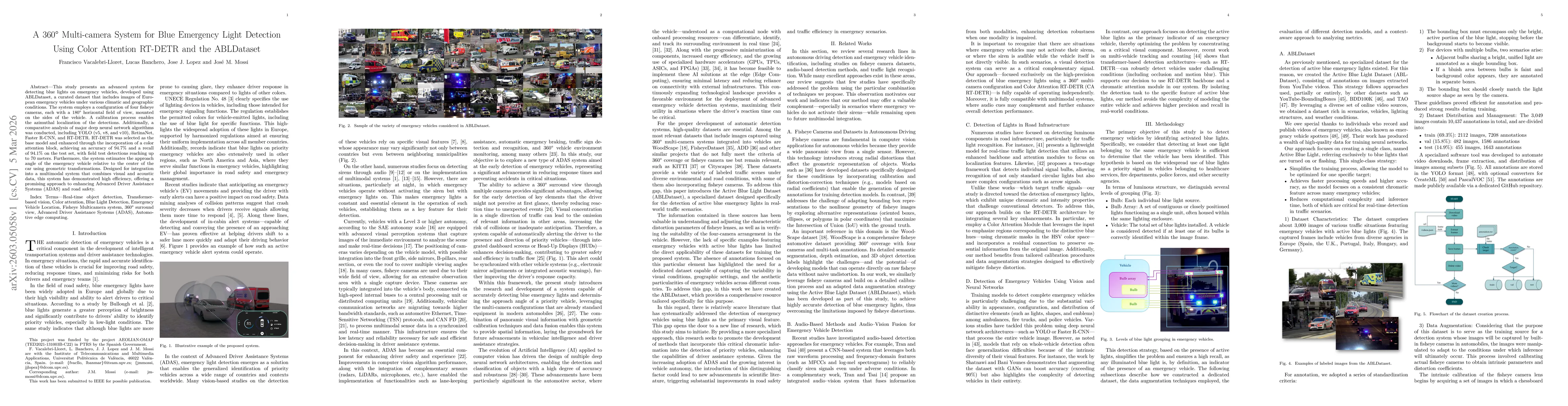 Thumbnail for A 360-degree Multi-camera System for Blue Emergency Light Detection Using Color Attention RT-DETR and the ABLDataset
