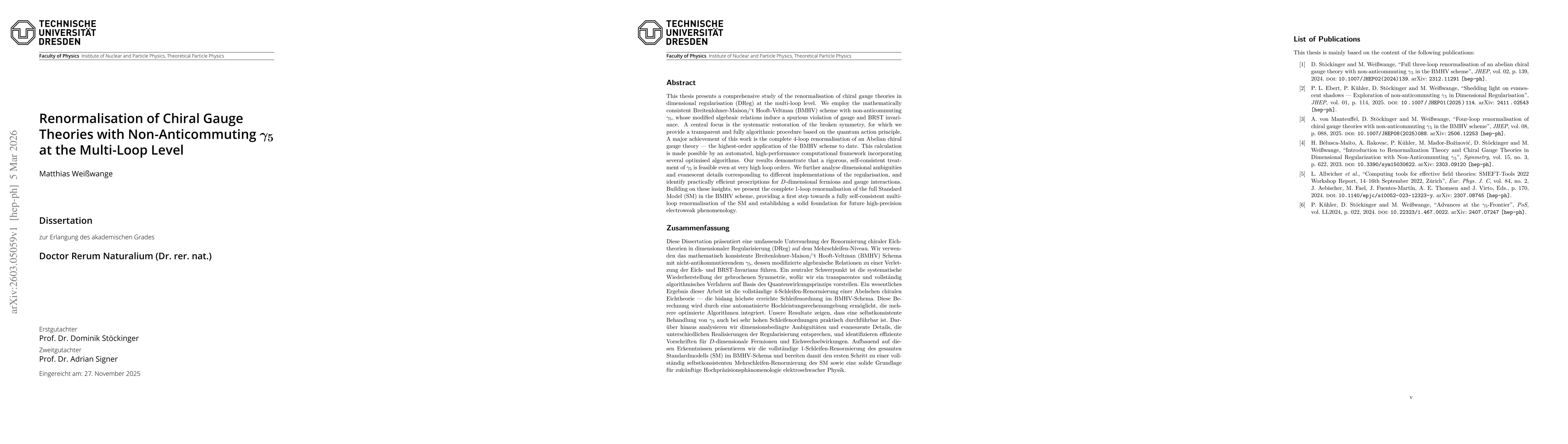 Thumbnail for Renormalisation of Chiral Gauge Theories with Non-Anticommuting $γ_5$ at the Multi-Loop Level
