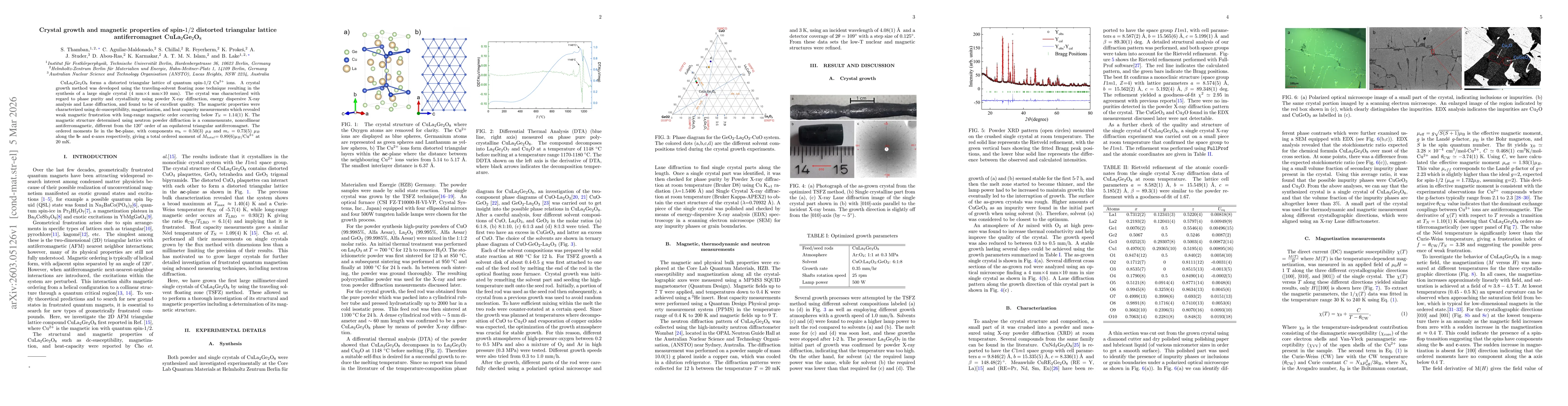 Thumbnail for Crystal growth and magnetic properties of spin-$1/2$ distorted triangular lattice antiferromagnet CuLa$_2$Ge$_2$O$_8$
