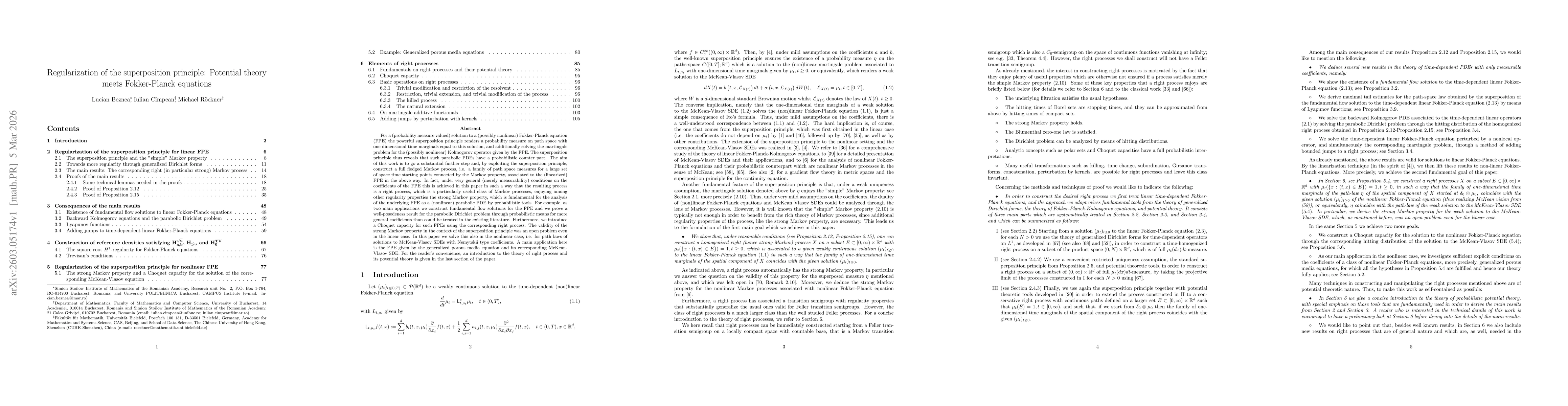 Thumbnail for Regularization of the superposition principle: Potential theory meets Fokker-Planck equations