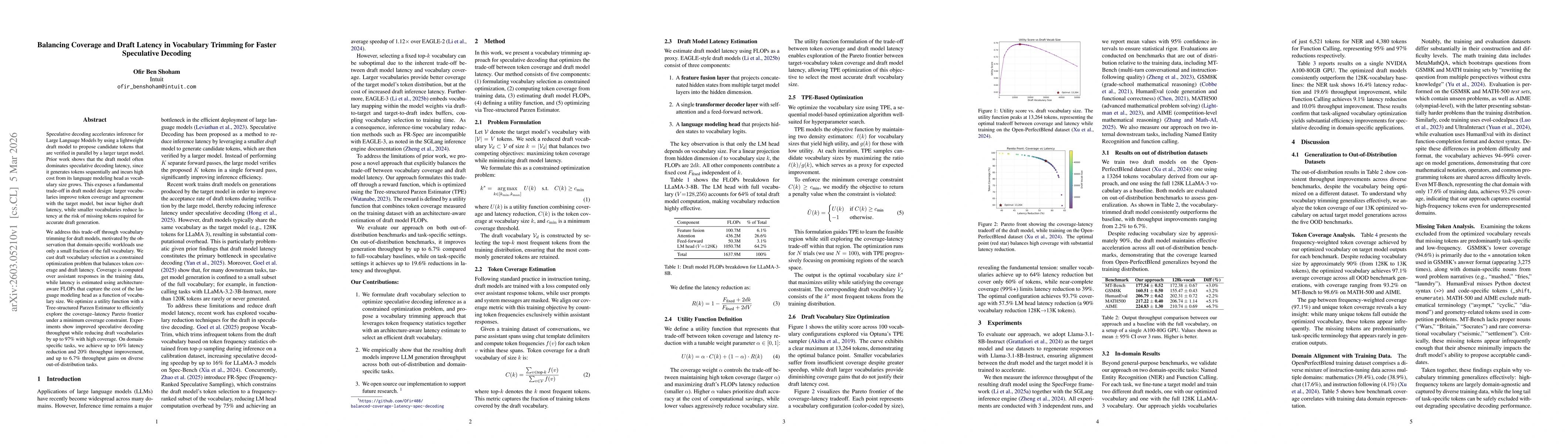 Thumbnail for Balancing Coverage and Draft Latency in Vocabulary Trimming for Faster Speculative Decoding