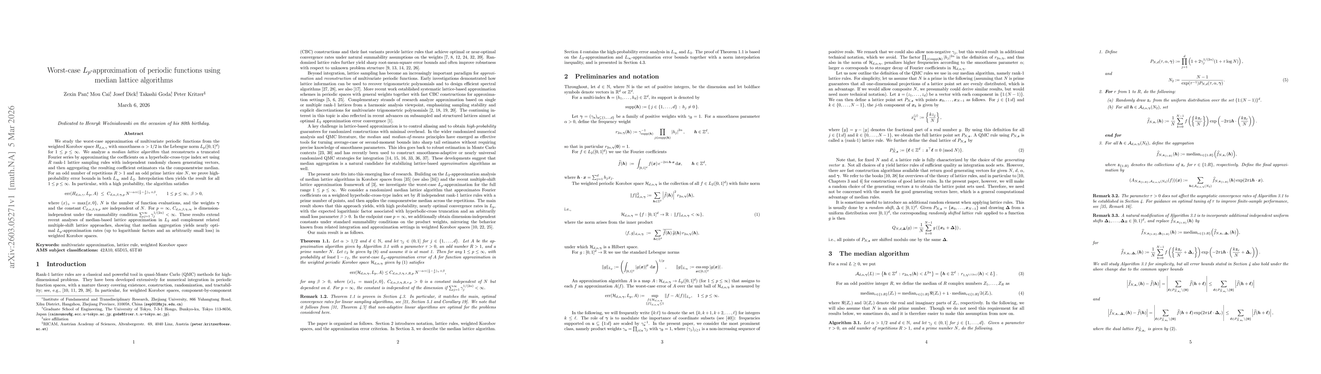 Thumbnail for Worst-case $L_p$-approximation of periodic functions using median lattice algorithms