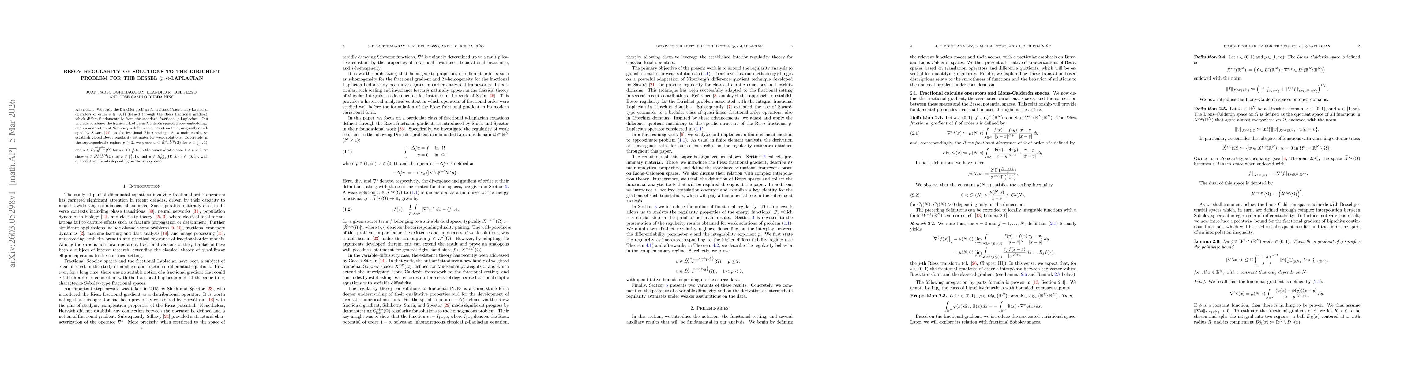 Thumbnail for Besov regularity of solutions to the Dirichlet problem for the Bessel $(p,s)$-Laplacian