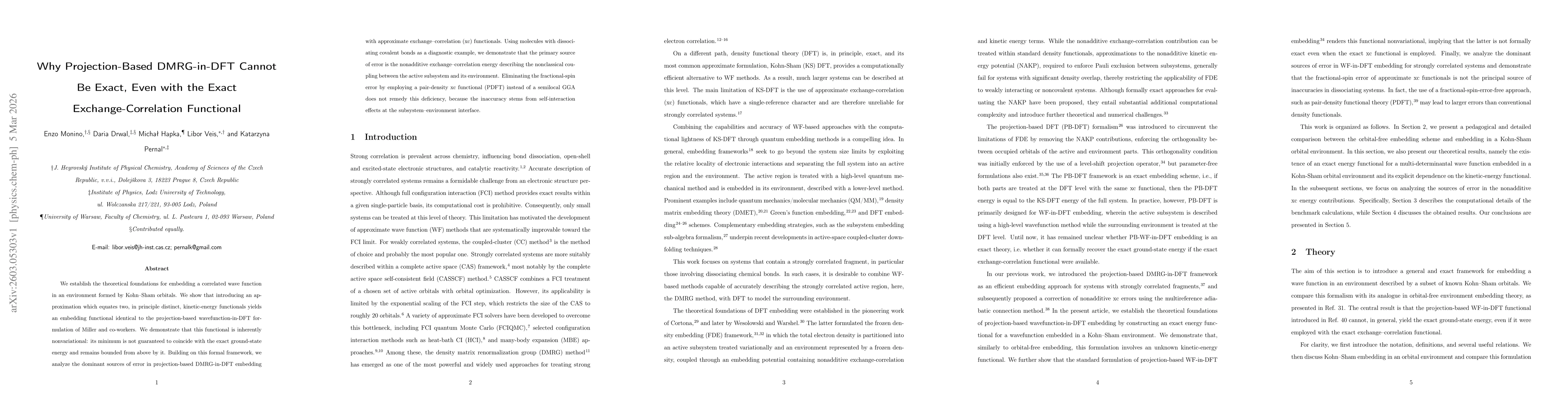 Thumbnail for Why Projection-Based DMRG-in-DFT Cannot Be Exact, Even with the Exact Exchange-Correlation Functional