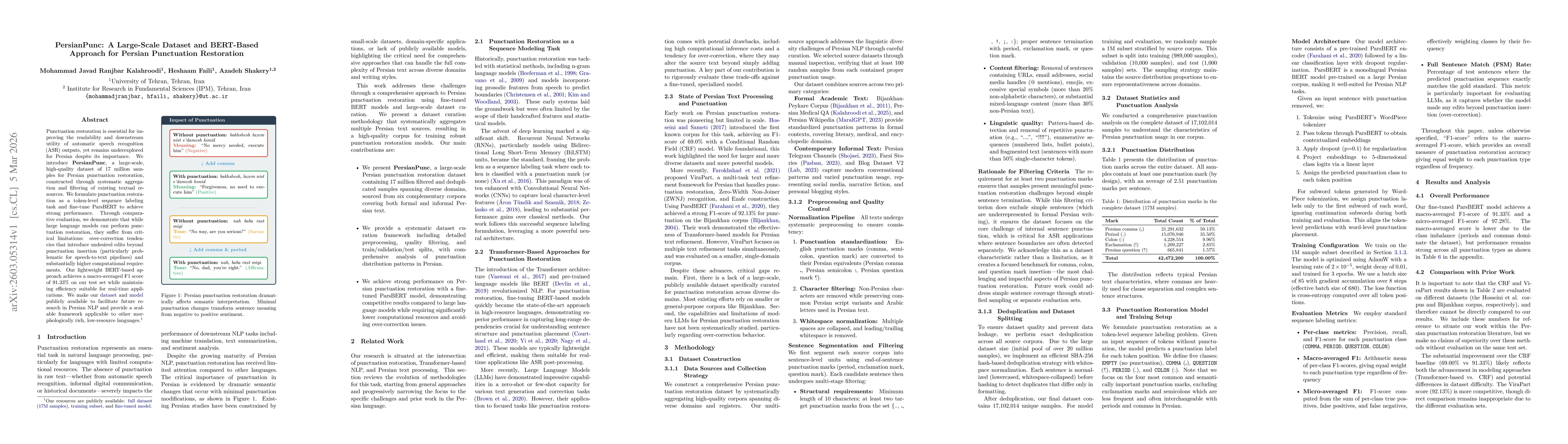 Thumbnail for PersianPunc: A Large-Scale Dataset and BERT-Based Approach for Persian Punctuation Restoration