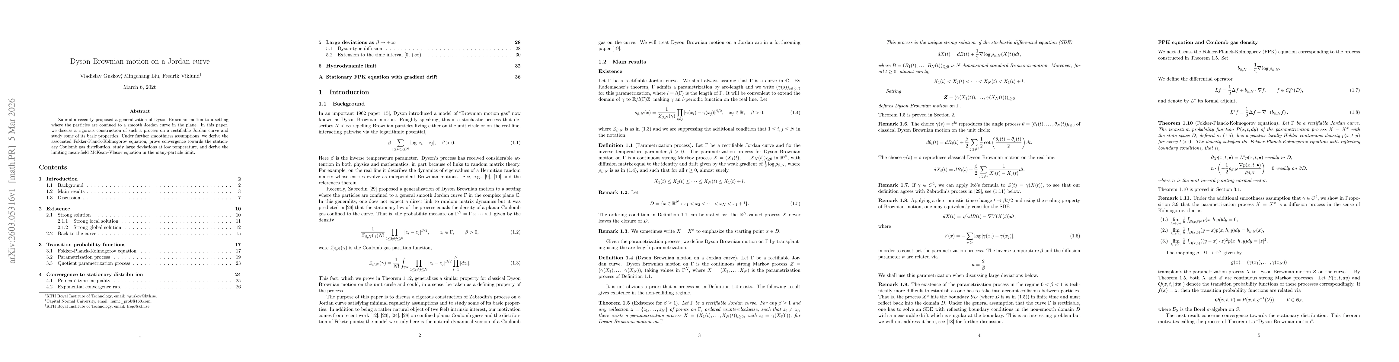Thumbnail for Dyson Brownian motion on a Jordan curve