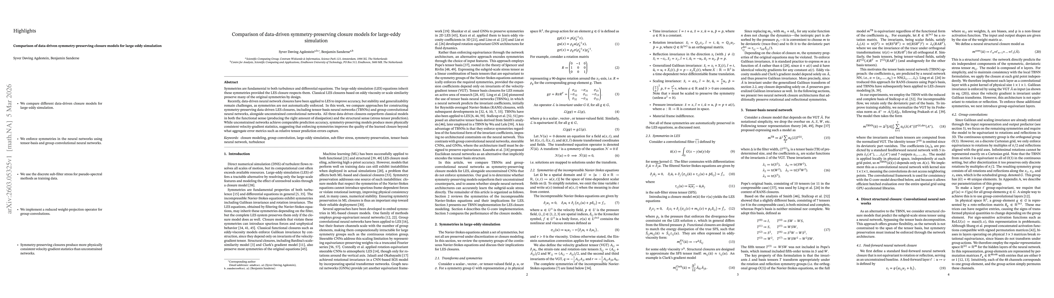 Thumbnail for Comparison of data-driven symmetry-preserving closure models for large-eddy simulation