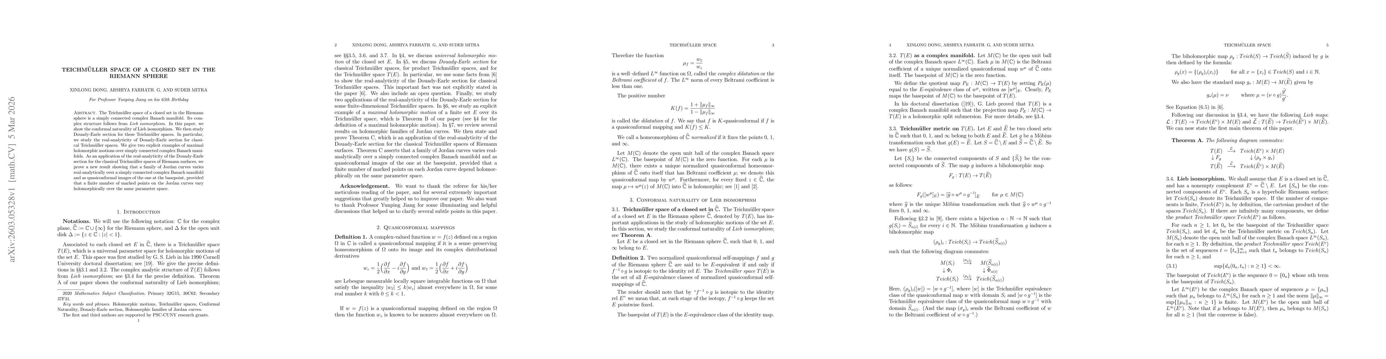 Thumbnail for Teichmüller space of a closed set in the Riemann sphere