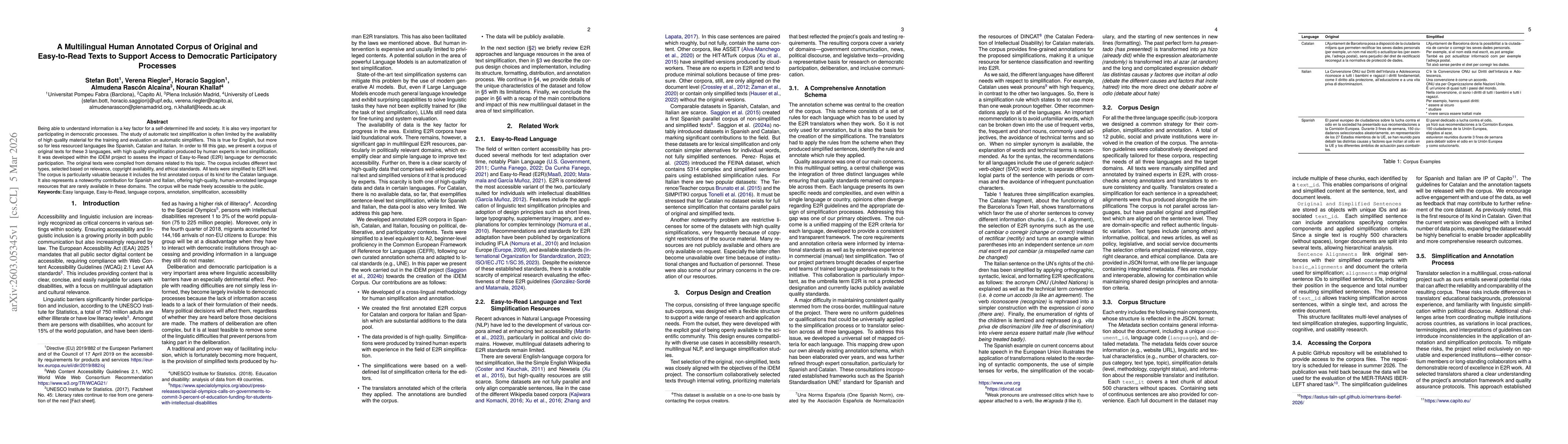 Thumbnail for A Multilingual Human Annotated Corpus of Original and Easy-to-Read Texts to Support Access to Democratic Participatory Processes