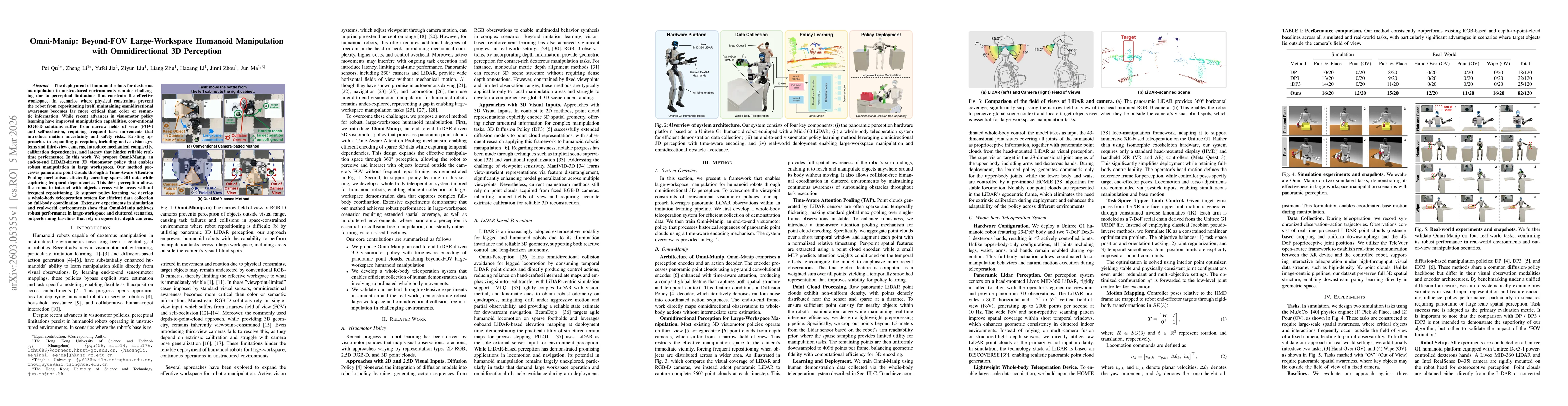 Thumbnail for Omni-Manip: Beyond-FOV Large-Workspace Humanoid Manipulation with Omnidirectional 3D Perception