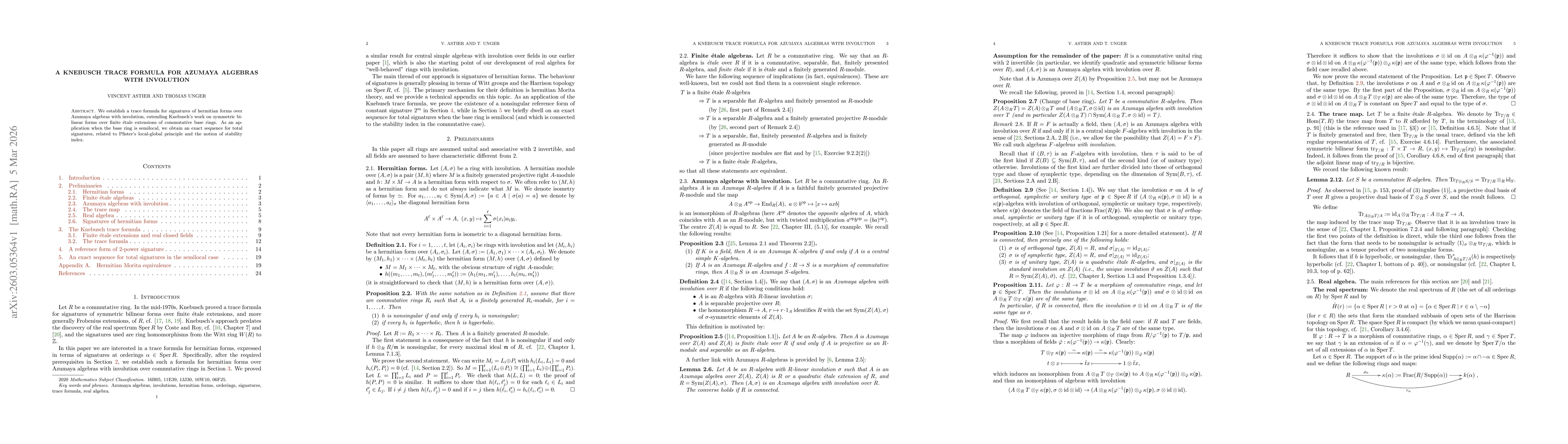 Thumbnail for A Knebusch trace formula for Azumaya algebras with involution