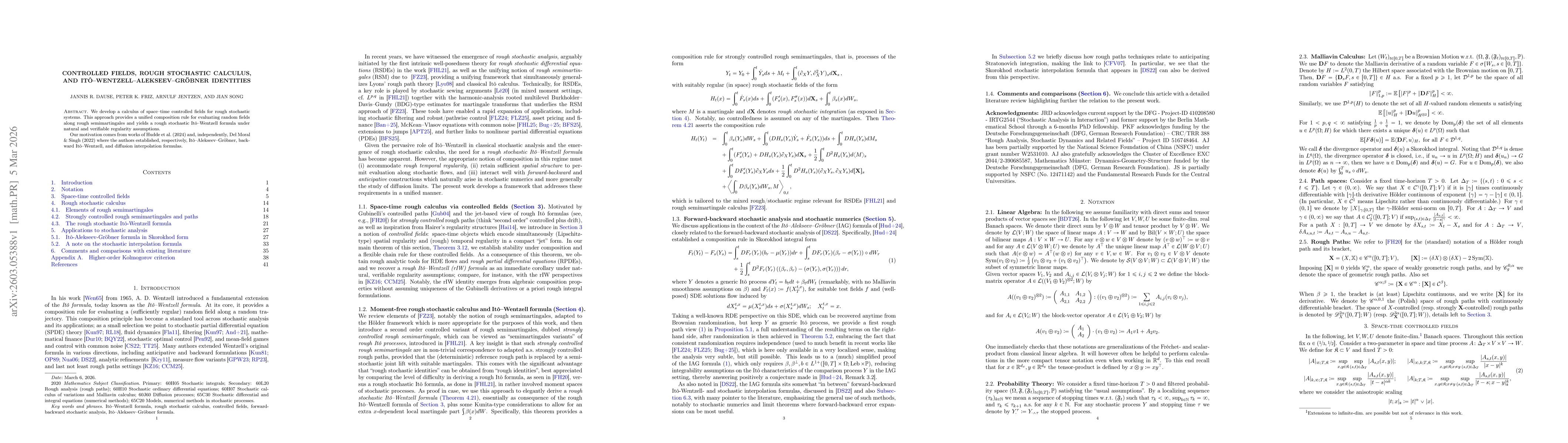 Thumbnail for Controlled fields, rough stochastic calculus, and Itô-Wentzell-Alekseev-Gröbner identities