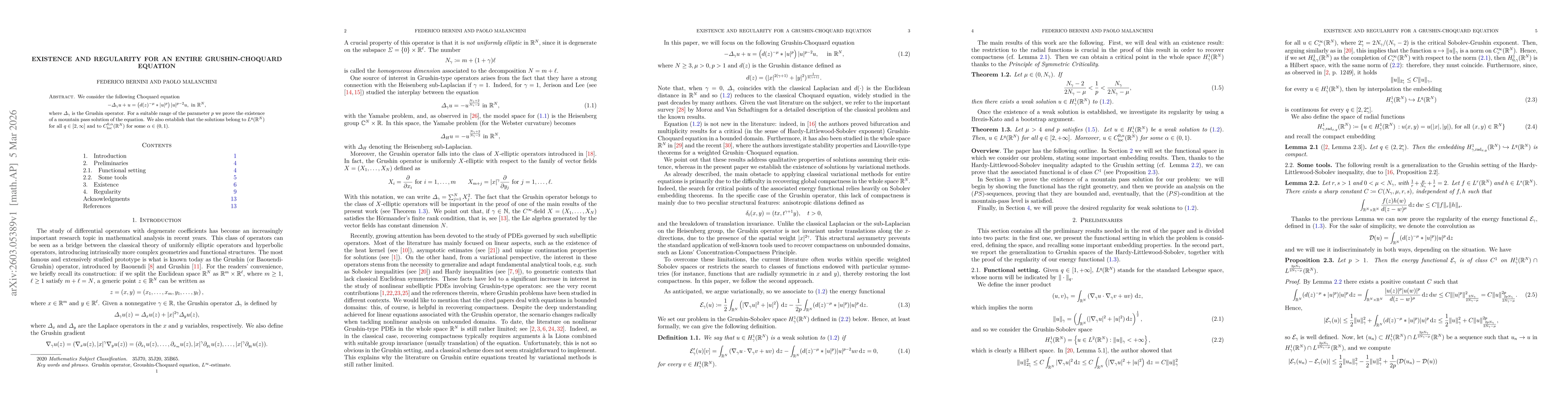 Thumbnail for Existence and regularity for an entire Grushin-Choquard equation