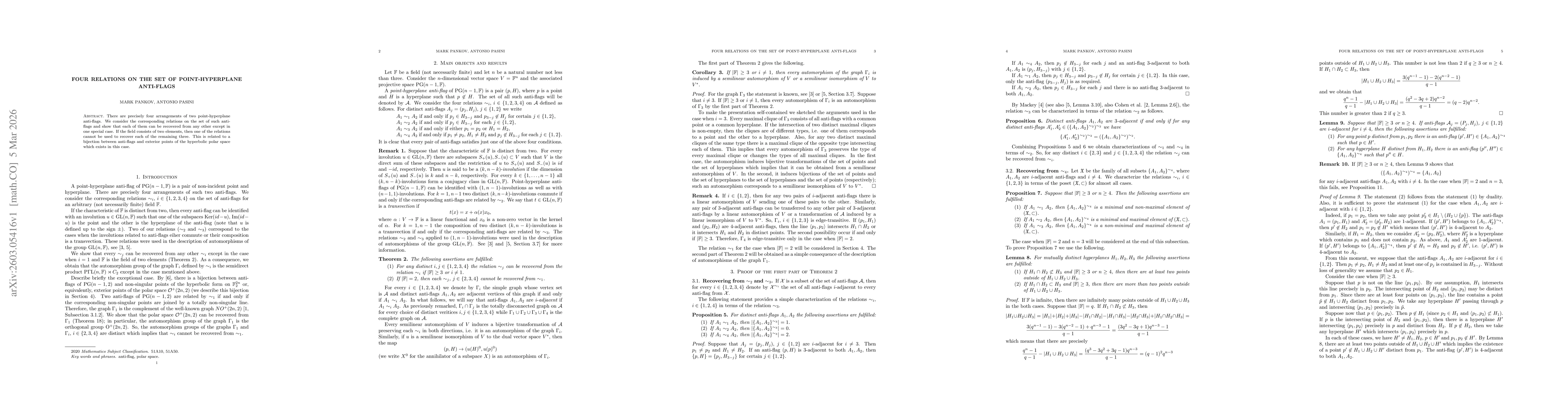 Thumbnail for Four relations on the set of point-hyperplane anti-flags