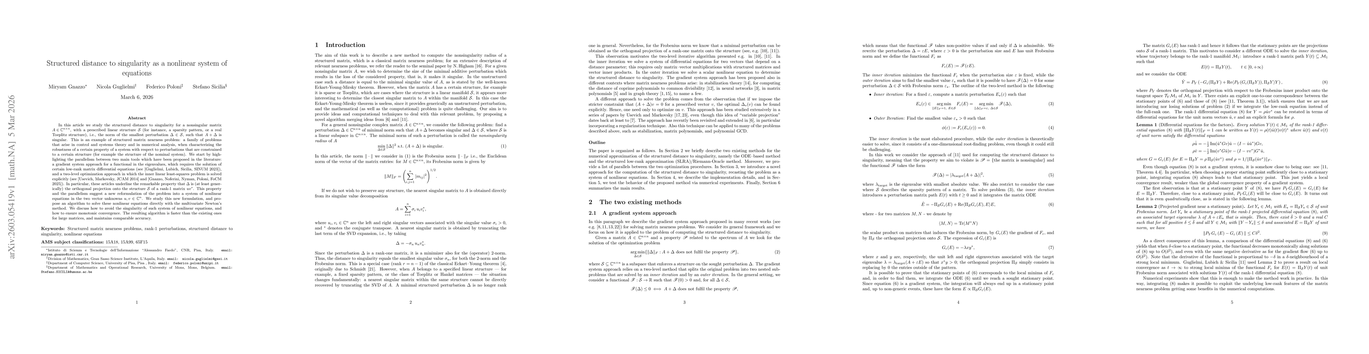 Thumbnail for Structured distance to singularity as a nonlinear system of equations