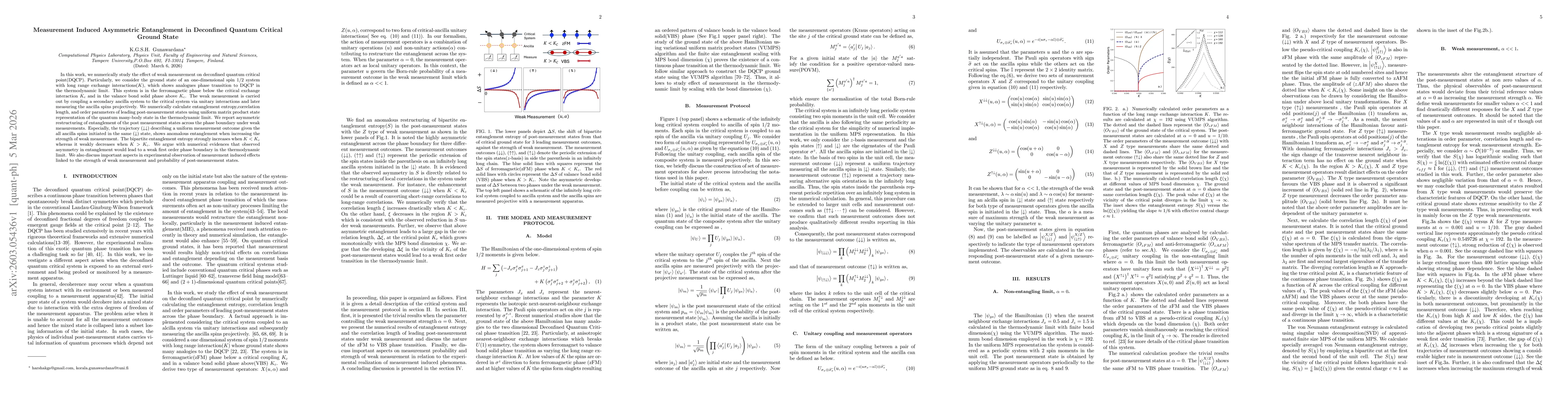 Thumbnail for Measurement Induced Asymmetric Entanglement in Deconfined Quantum Critical Ground State
