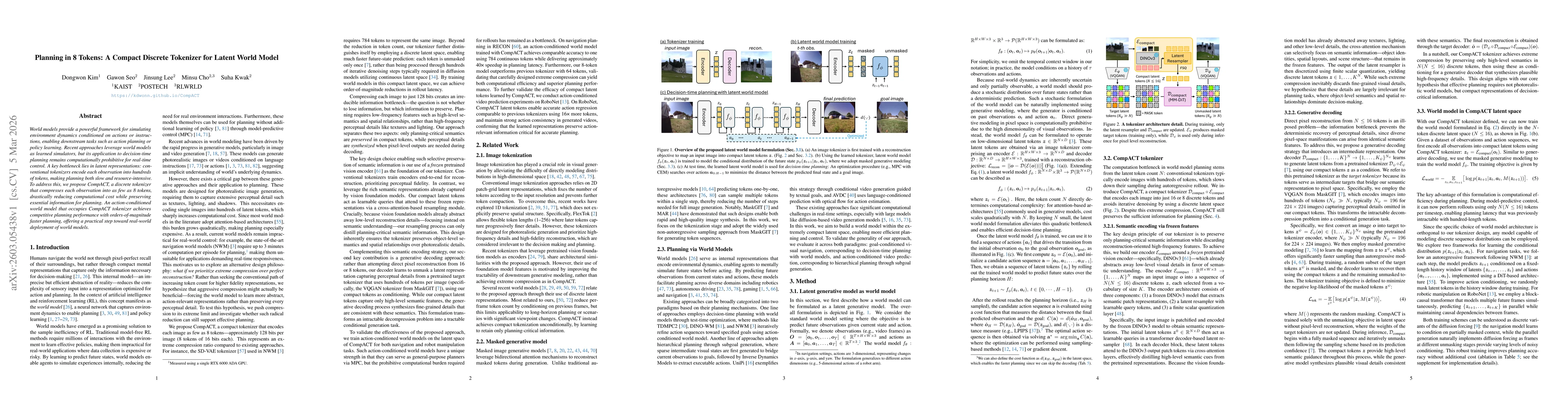 Thumbnail for Planning in 8 Tokens: A Compact Discrete Tokenizer for Latent World Model