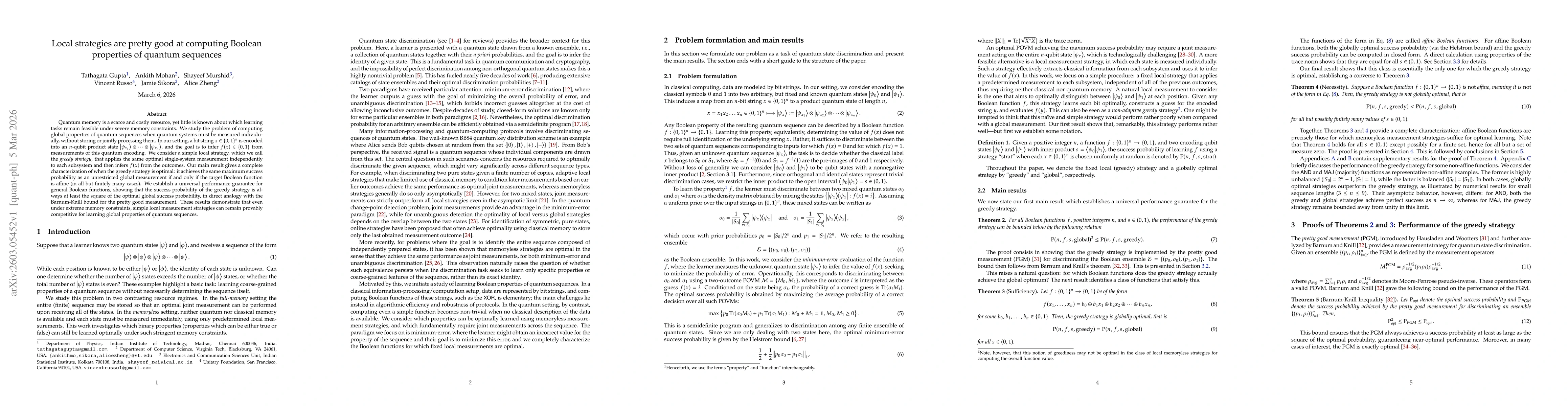 Thumbnail for Local strategies are pretty good at computing Boolean properties of quantum sequences