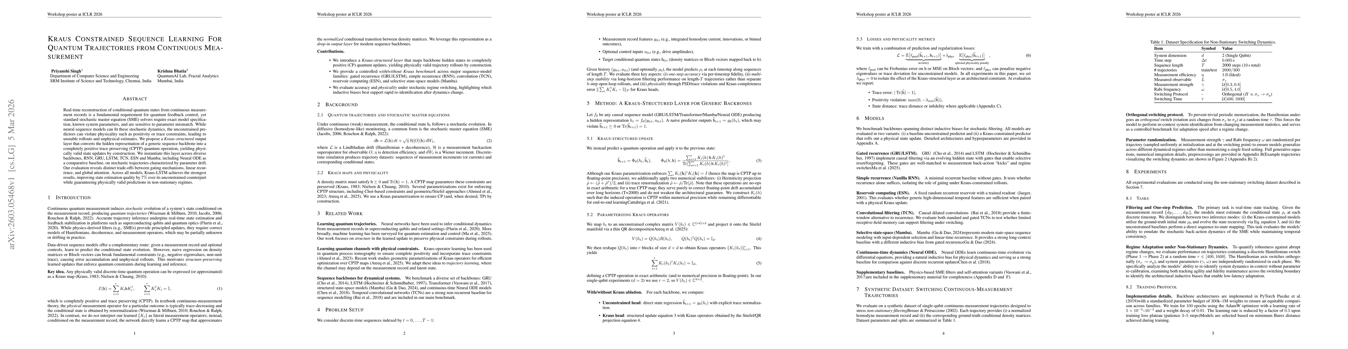 Thumbnail for Kraus Constrained Sequence Learning For Quantum Trajectories from Continuous Measurement