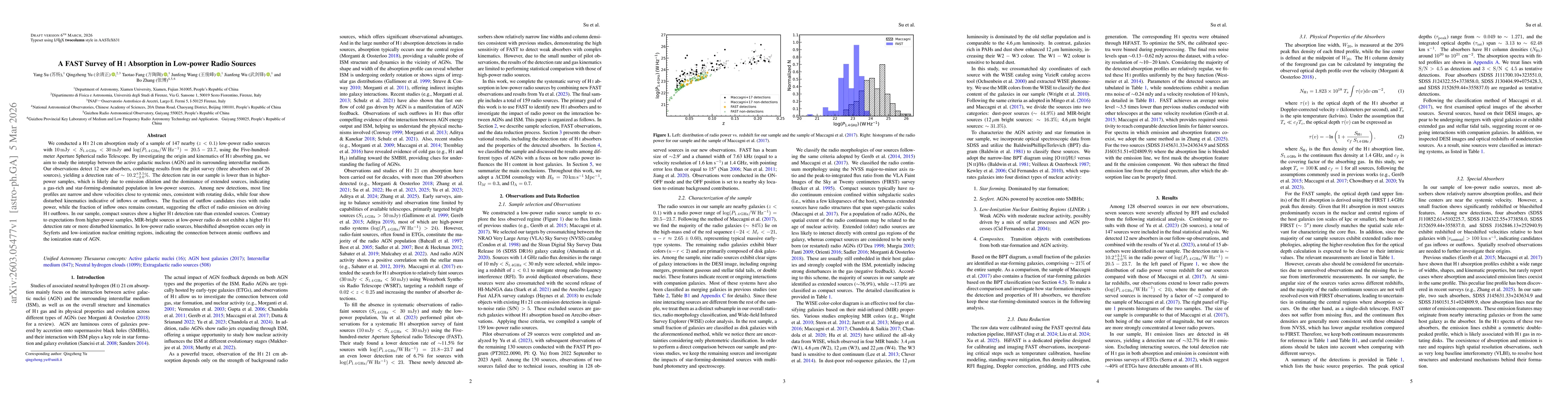 Thumbnail for A FAST Survey of H I Absorption in Low-power Radio Sources