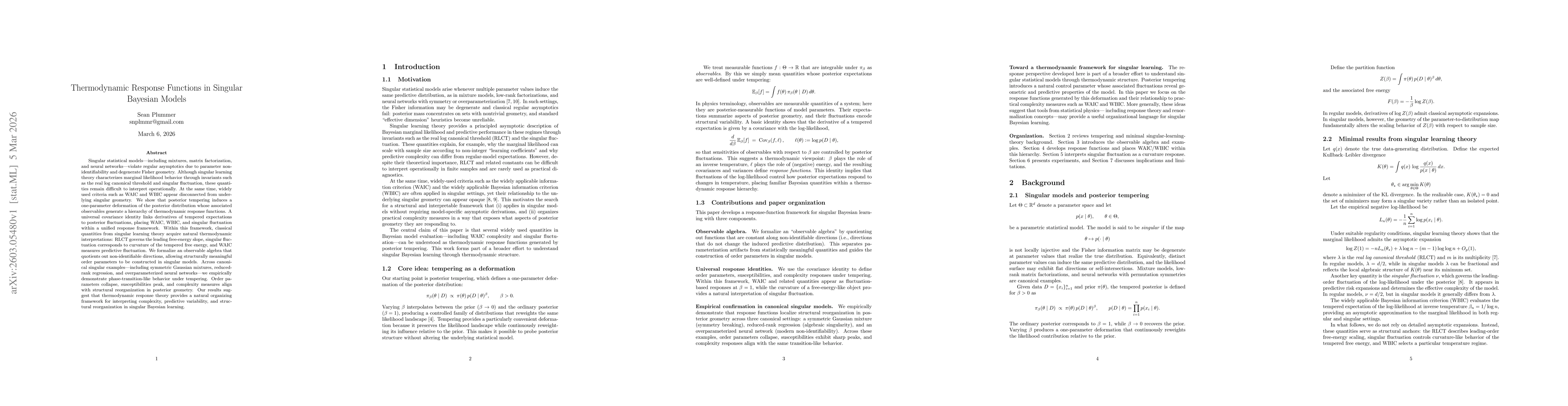 Thumbnail for Thermodynamic Response Functions in Singular Bayesian Models