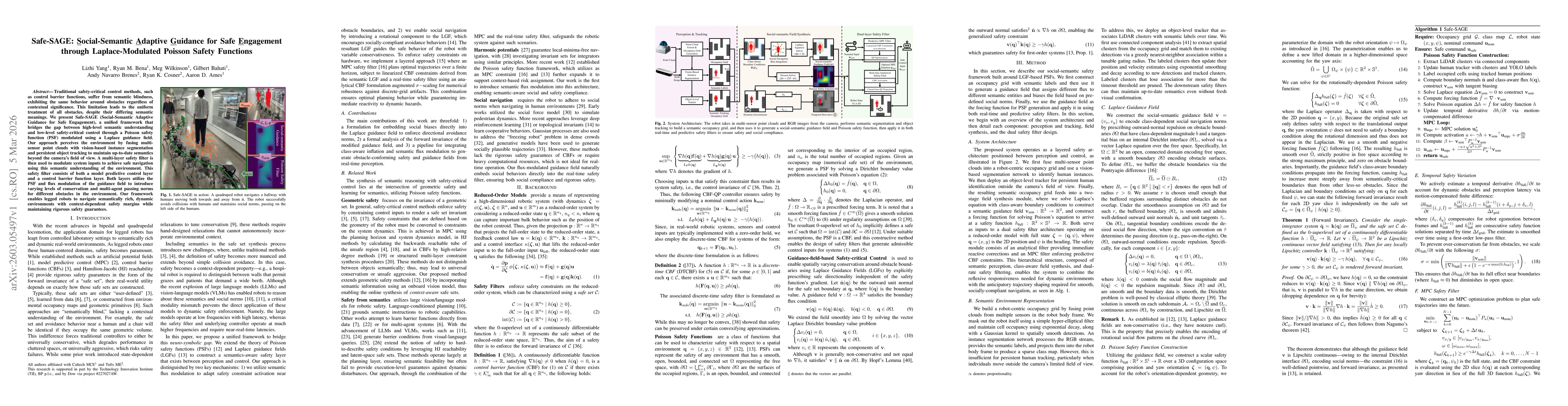 Thumbnail for Safe-SAGE: Social-Semantic Adaptive Guidance for Safe Engagement through Laplace-Modulated Poisson Safety Functions