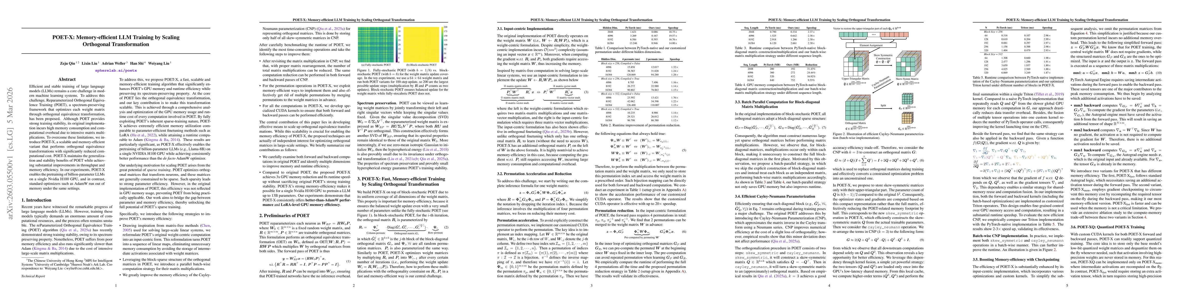 Thumbnail for POET-X: Memory-efficient LLM Training by Scaling Orthogonal Transformation