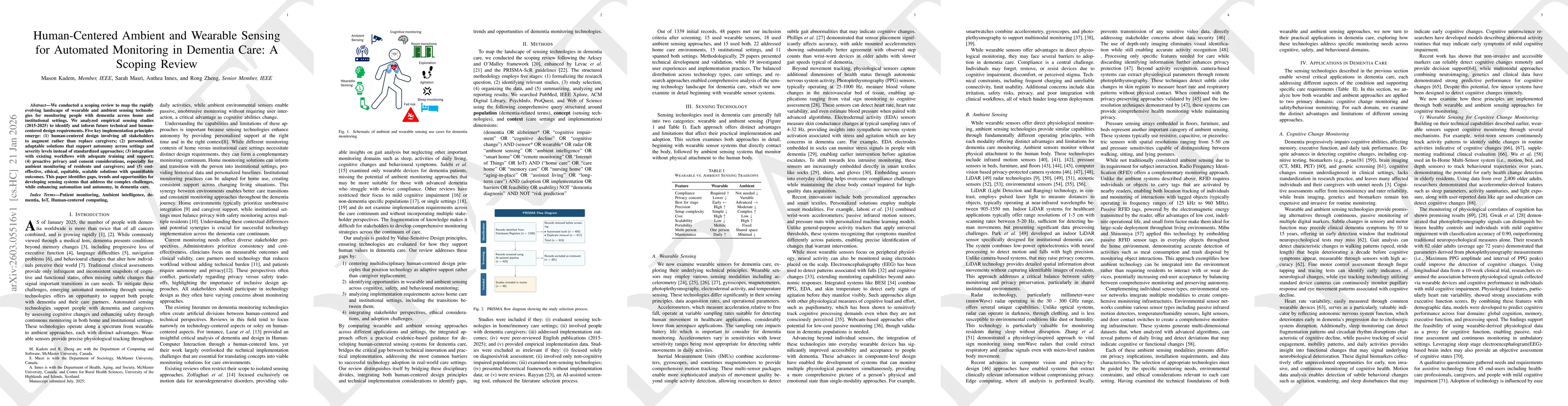 Thumbnail for Human-Centered Ambient and Wearable Sensing for Automated Monitoring in Dementia Care: A Scoping Review