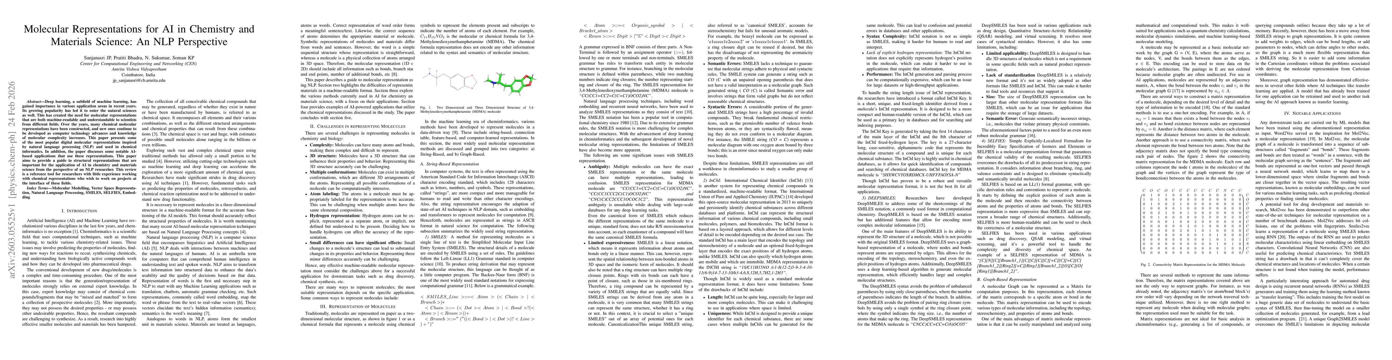 Thumbnail for Molecular Representations for AI in Chemistry and Materials Science: An NLP Perspective