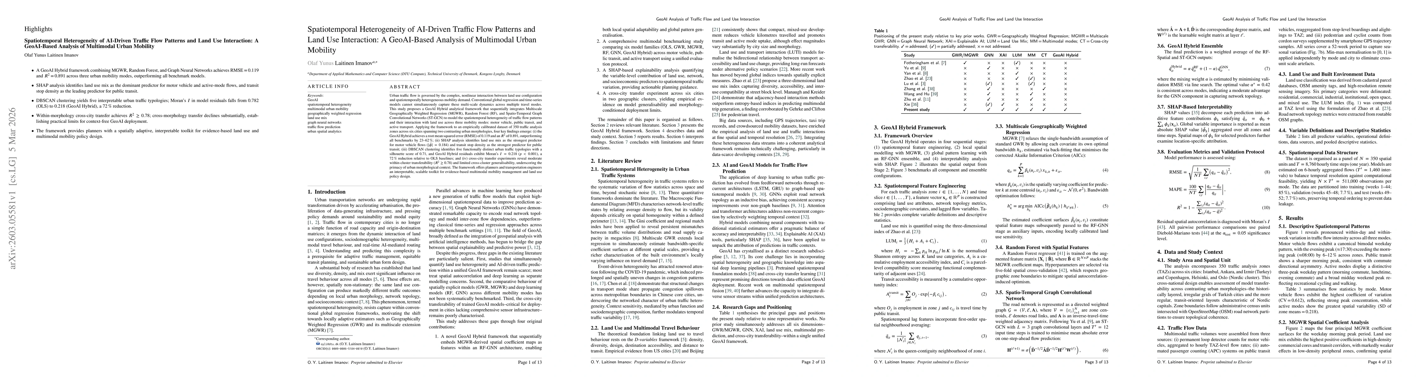Thumbnail for Spatiotemporal Heterogeneity of AI-Driven Traffic Flow Patterns and Land Use Interaction: A GeoAI-Based Analysis of Multimodal Urban Mobility