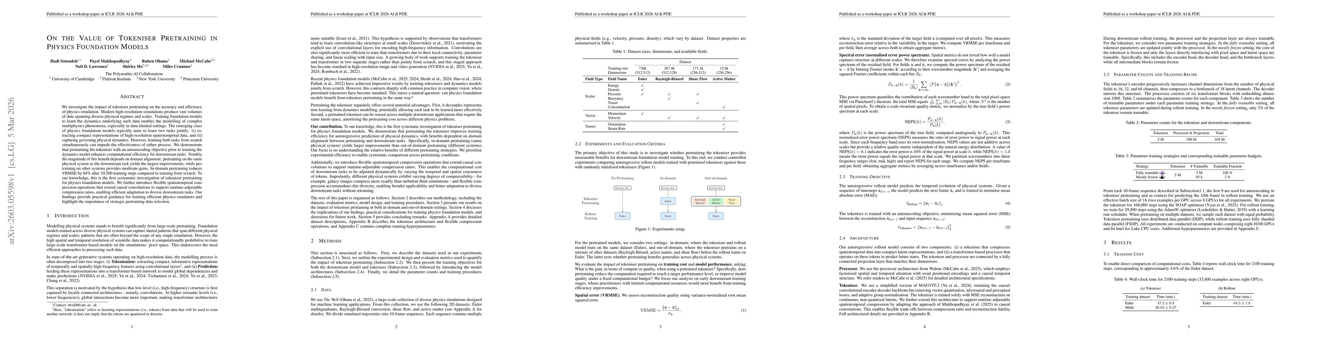 Thumbnail for On the Value of Tokeniser Pretraining in Physics Foundation Models